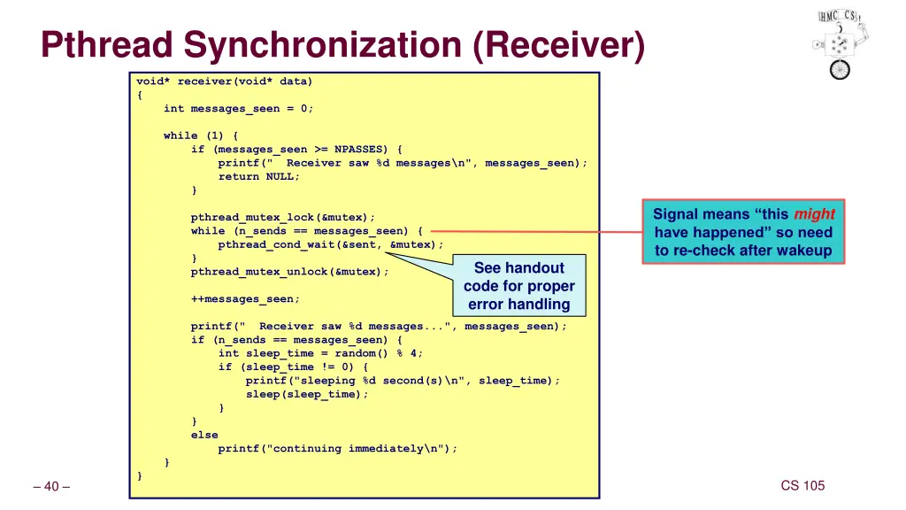 pthread synchronization receiver