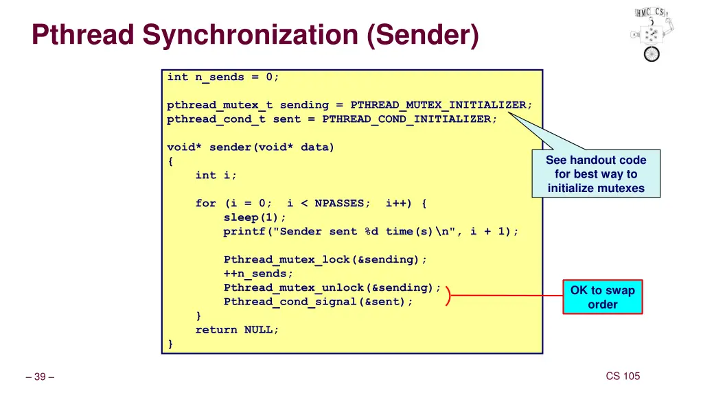 pthread synchronization sender