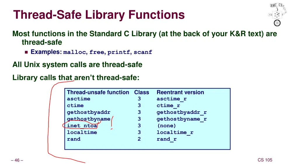 thread safe library functions