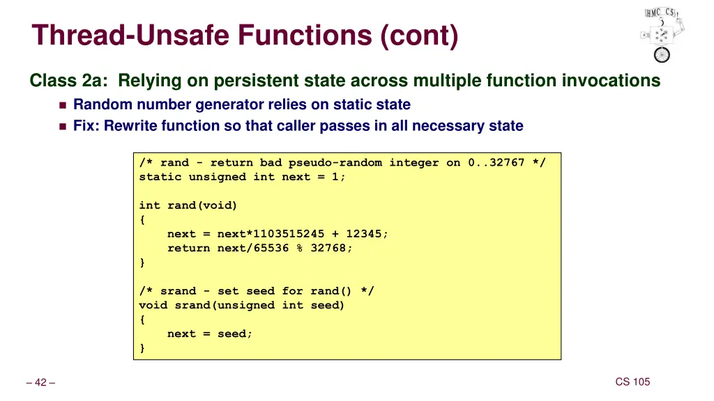 thread unsafe functions cont