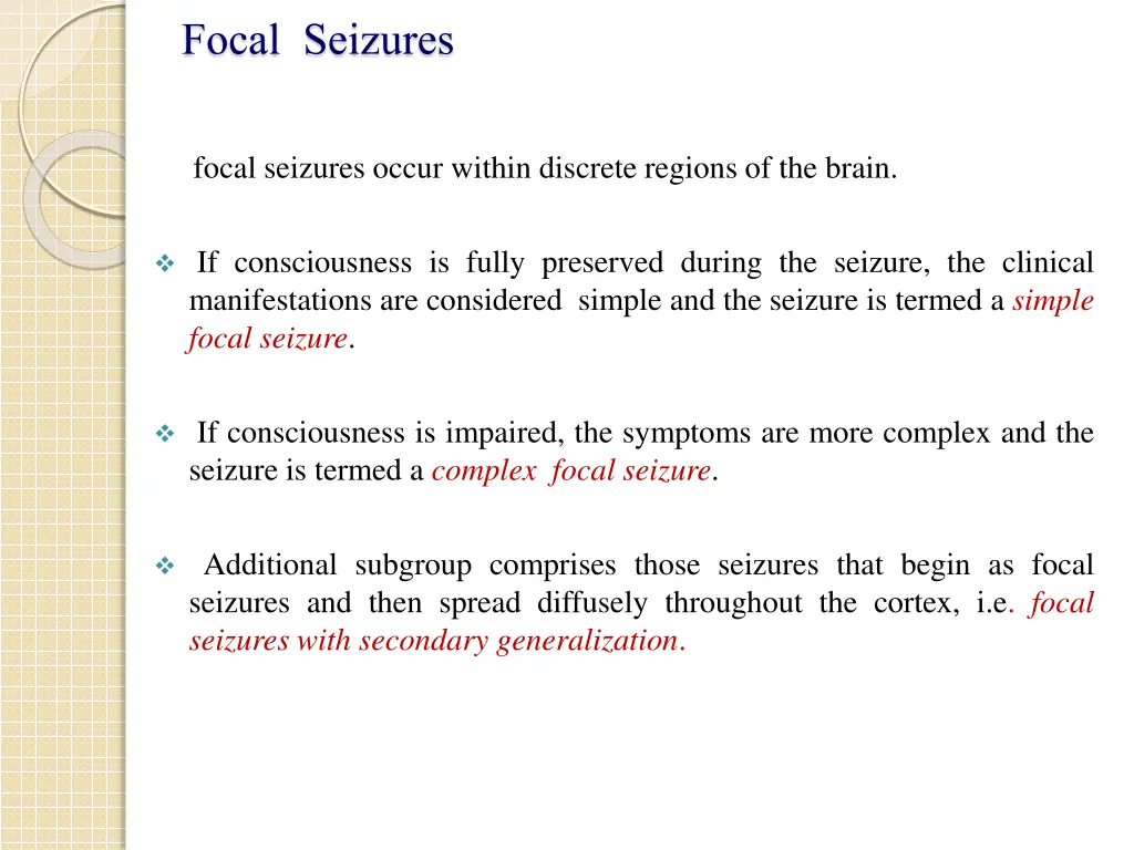 focal seizures