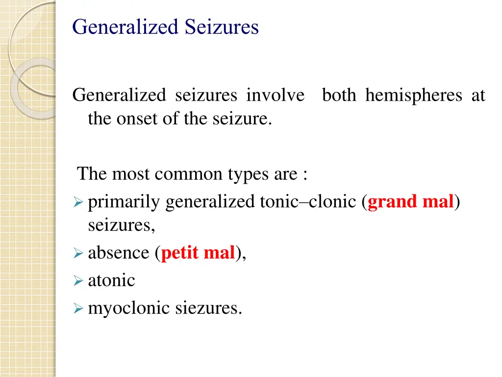 generalized seizures