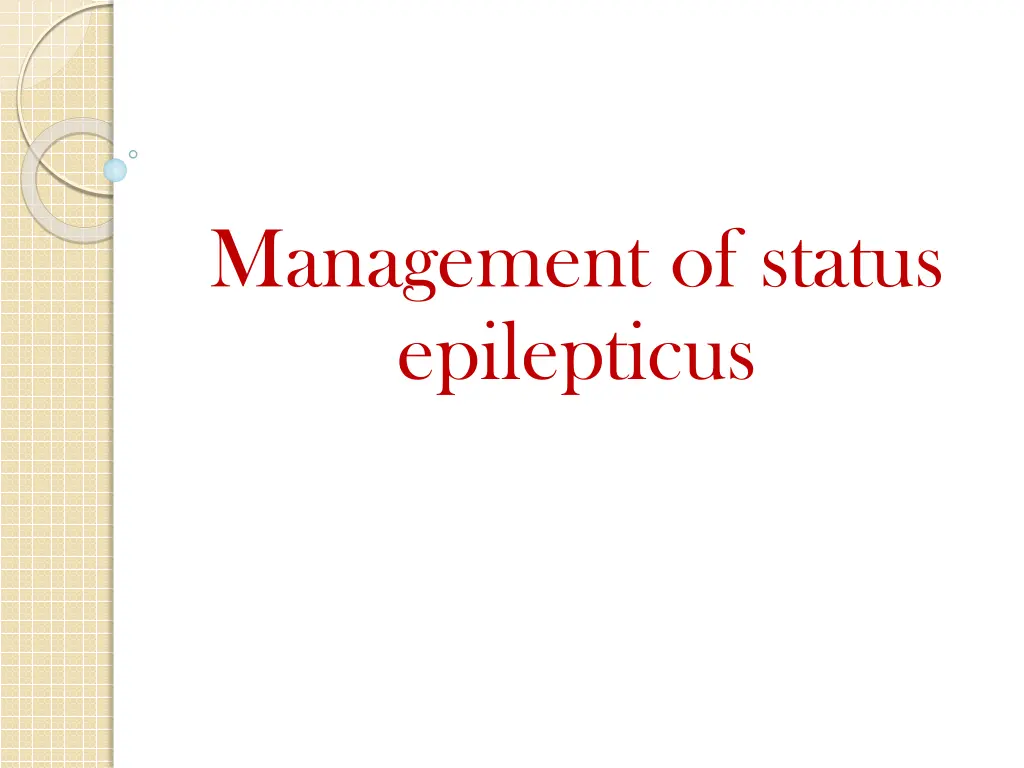 management of status epilepticus