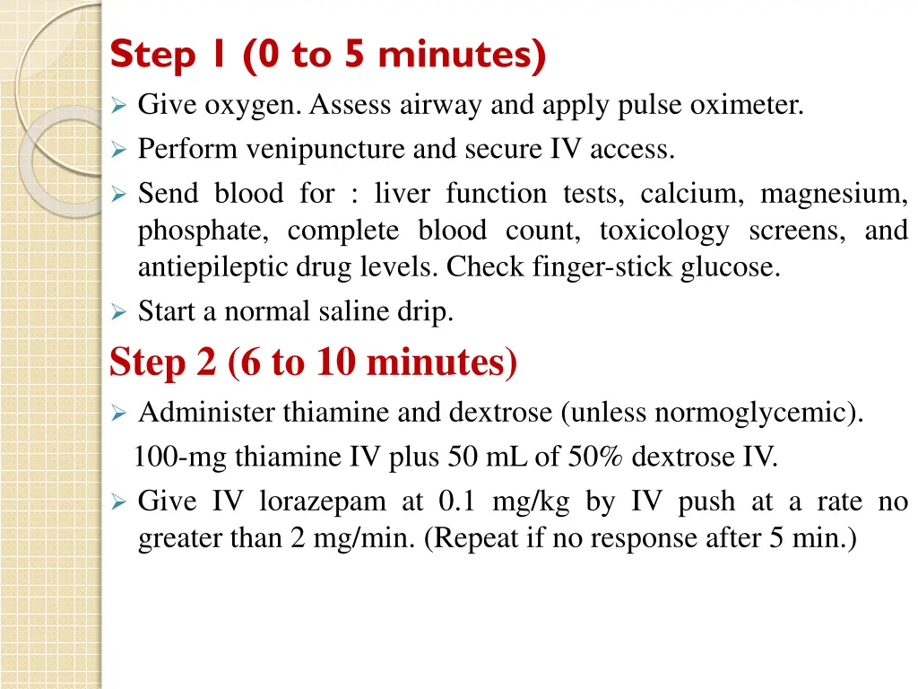 step 1 0 to 5 minutes give oxygen assess airway