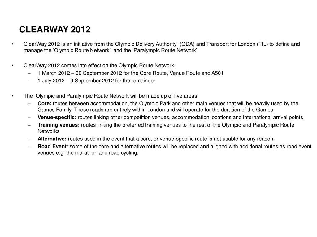 clearway 2012