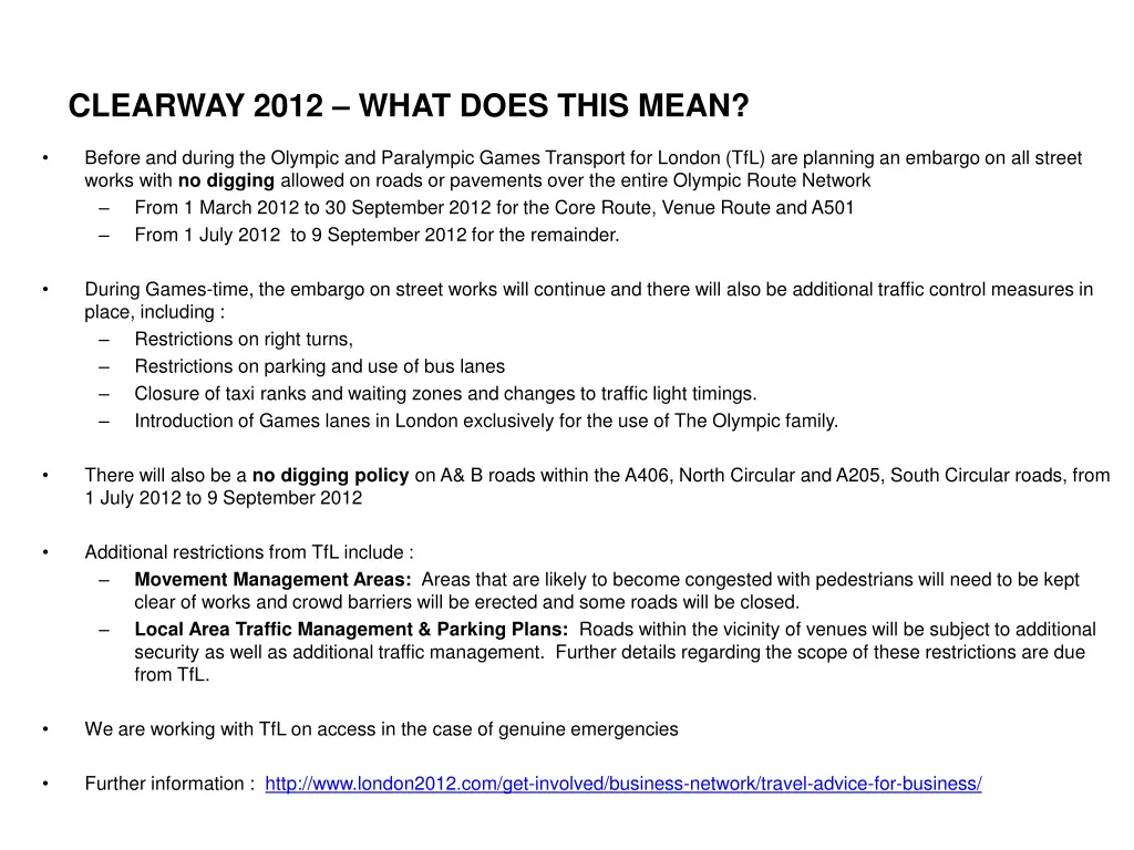 clearway 2012 what does this mean