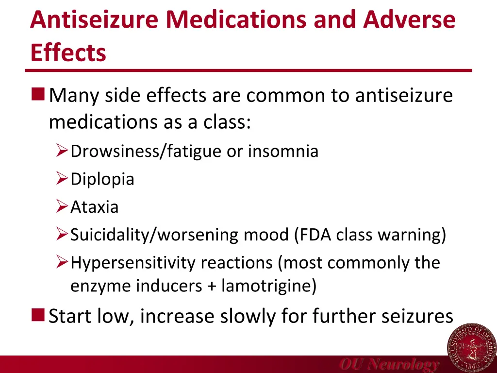 antiseizure medications and adverse effects