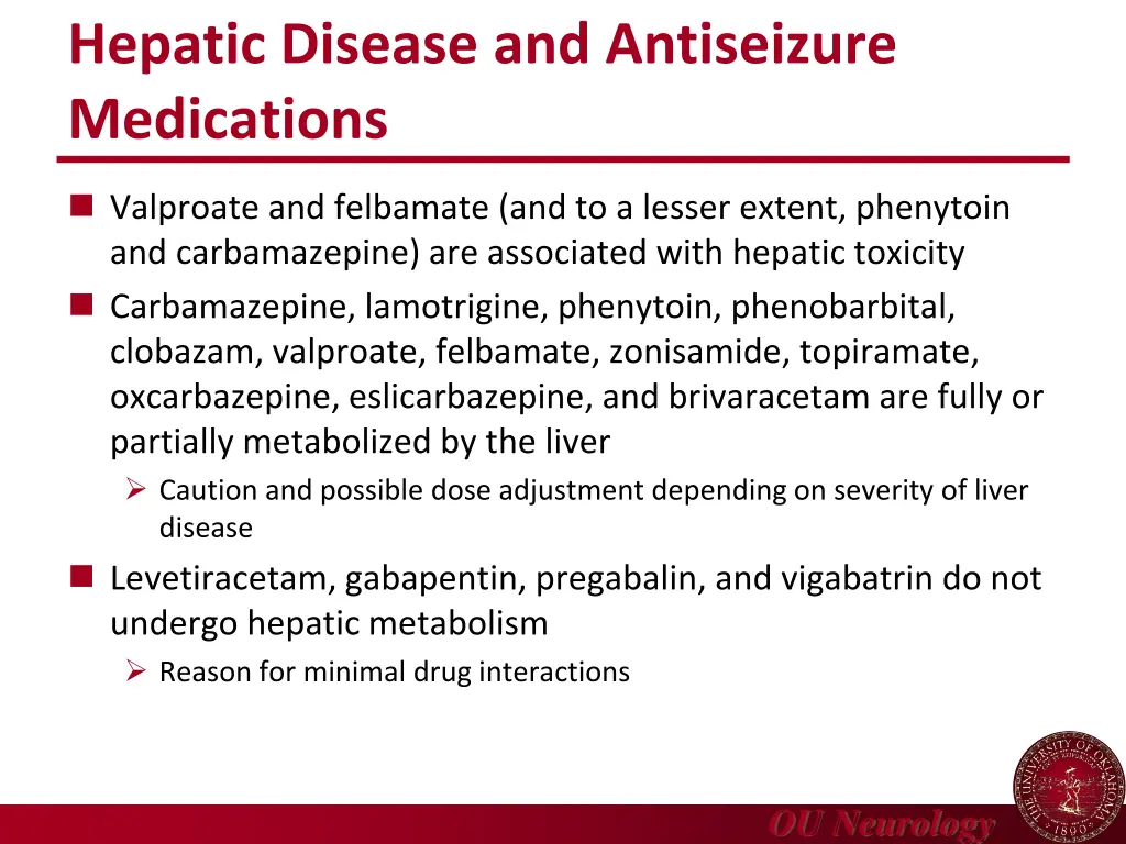 hepatic disease and antiseizure medications