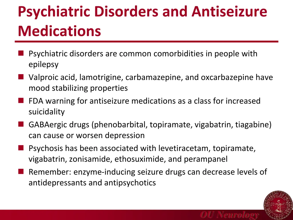 psychiatric disorders and antiseizure medications