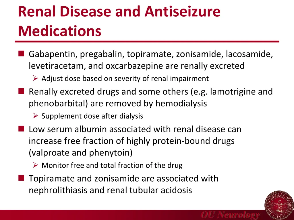 renal disease and antiseizure medications