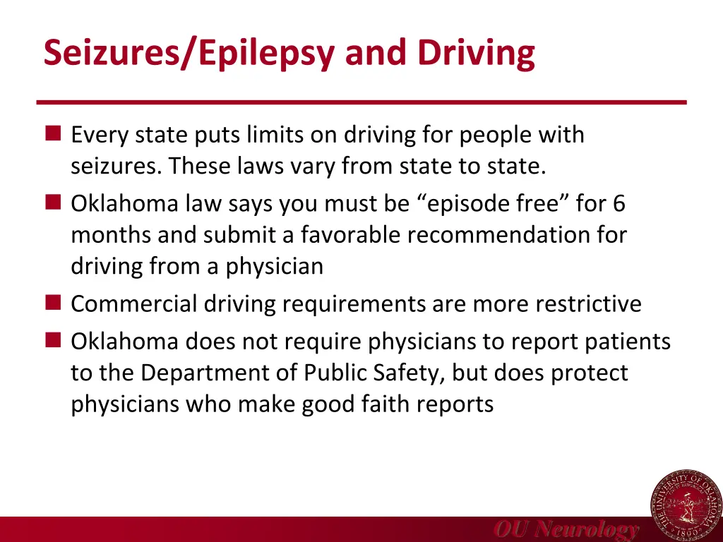 seizures epilepsy and driving