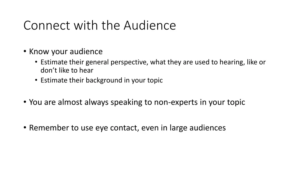 connect with the audience