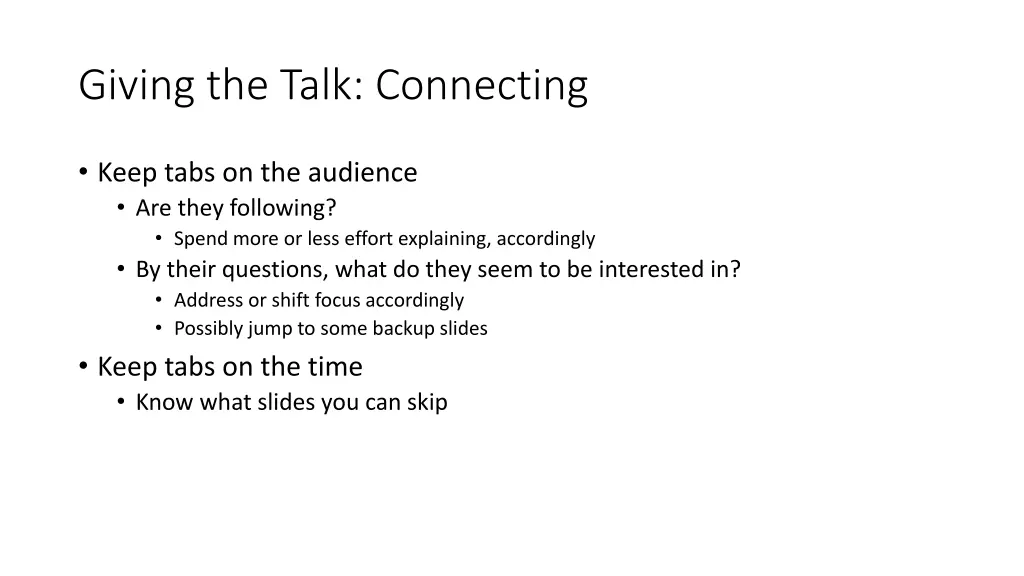 giving the talk connecting