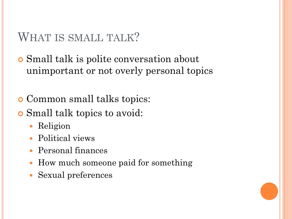 w hat is small talk 16