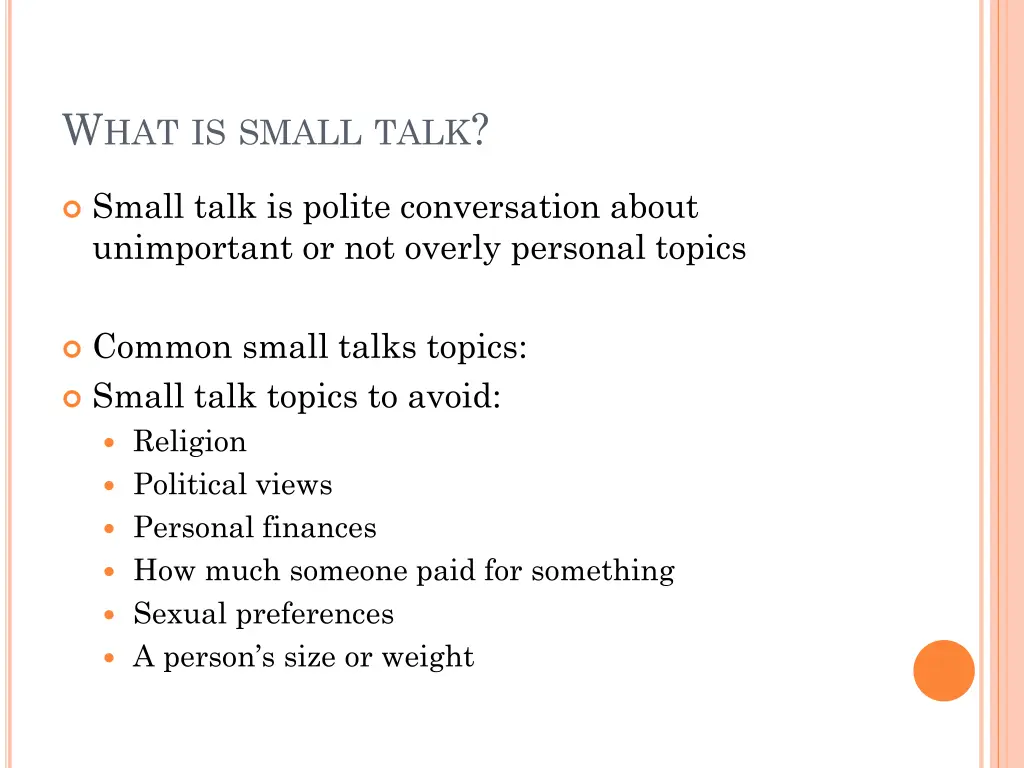 w hat is small talk 17