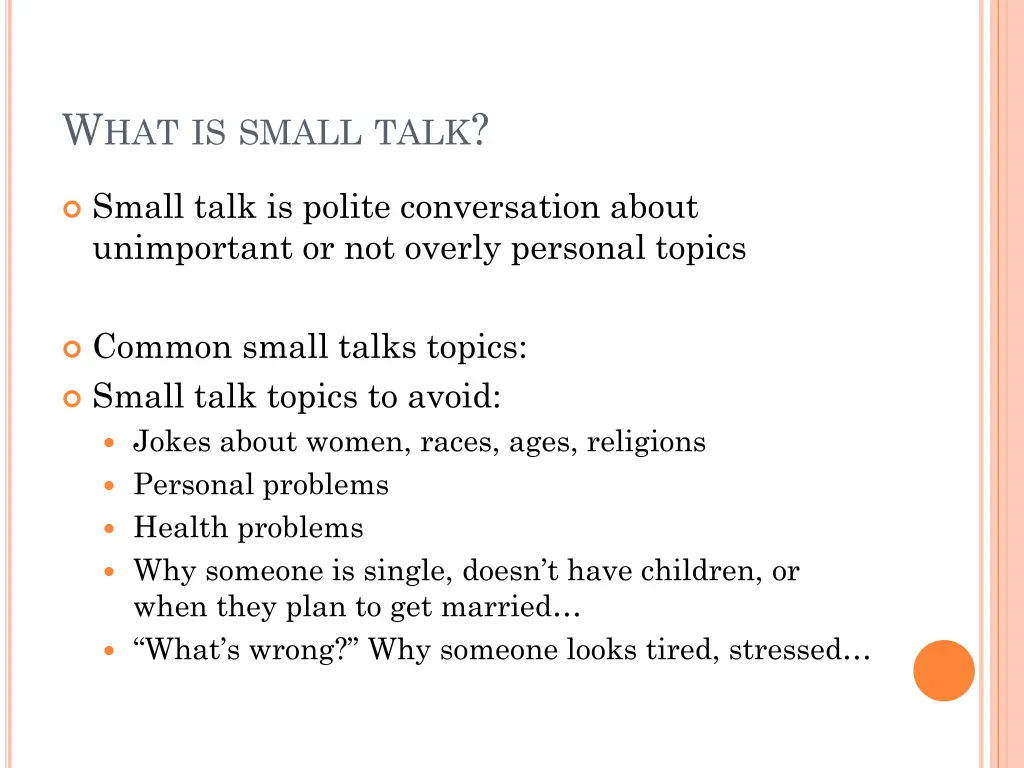 w hat is small talk 23