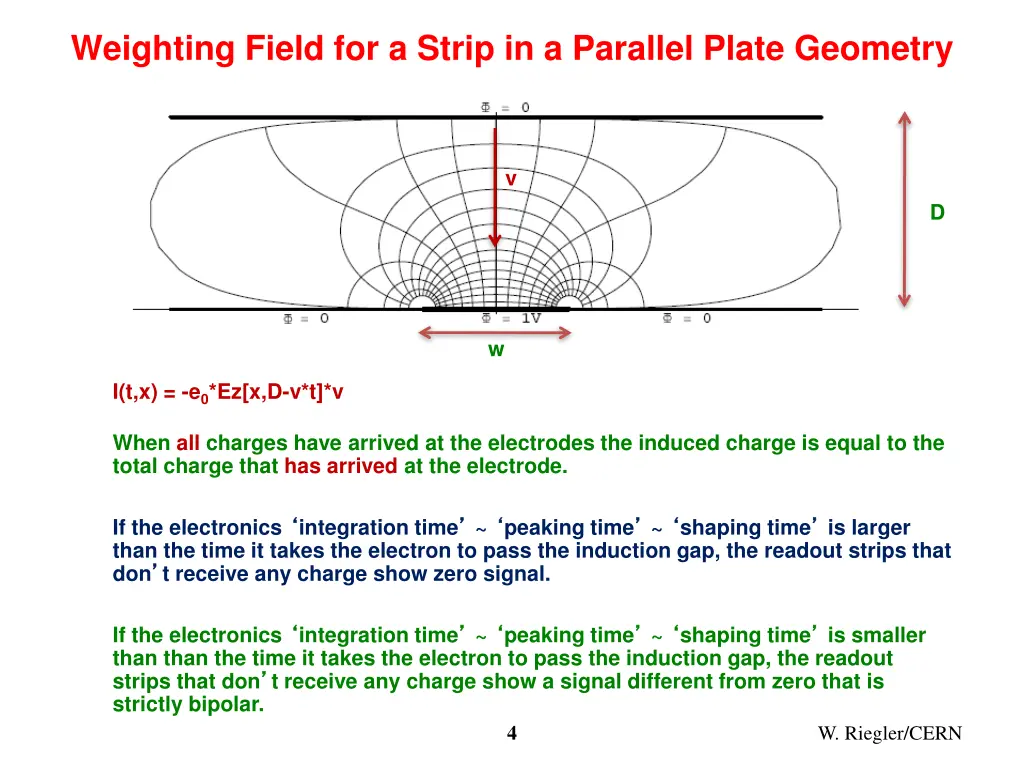 weighting field for a strip in a parallel plate 1