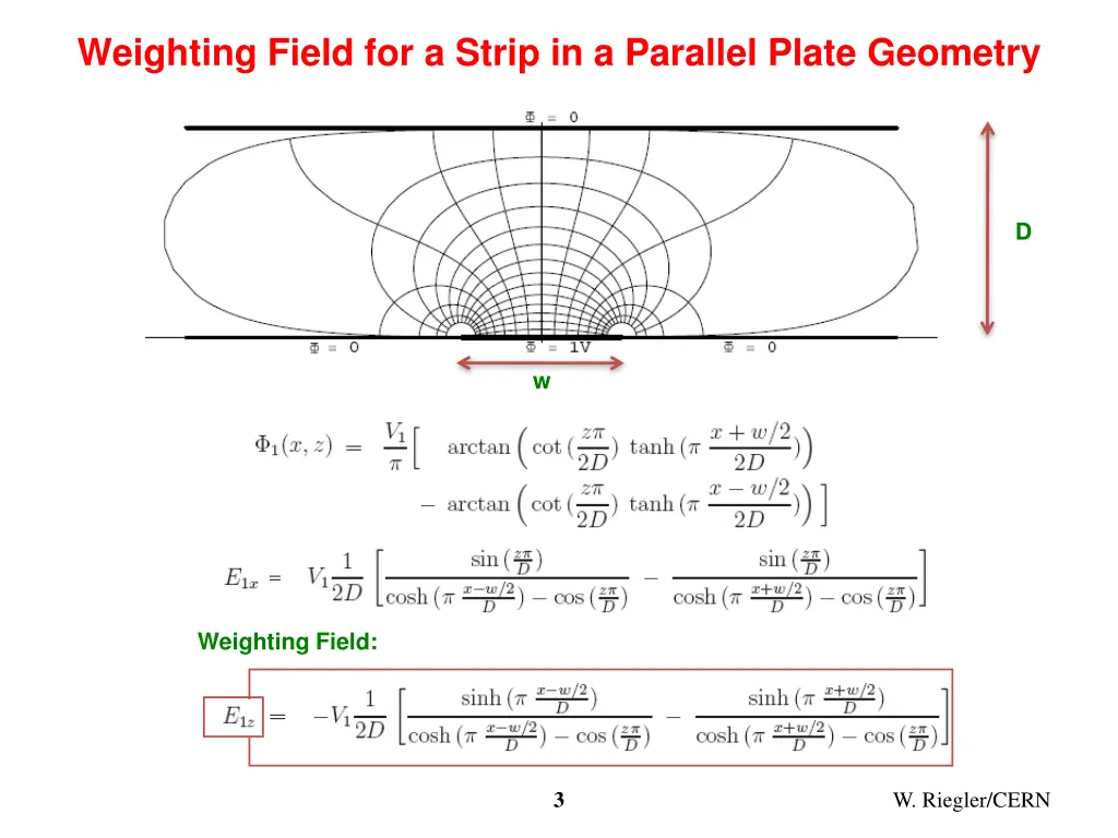 weighting field for a strip in a parallel plate