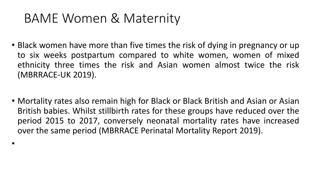 bame women maternity