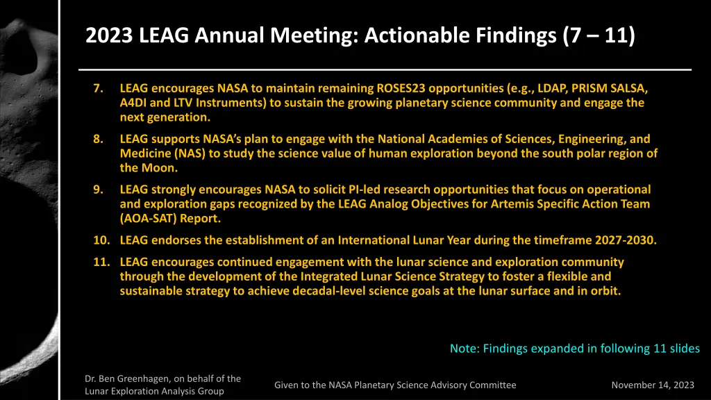 2023 leag annual meeting actionable findings 7 11