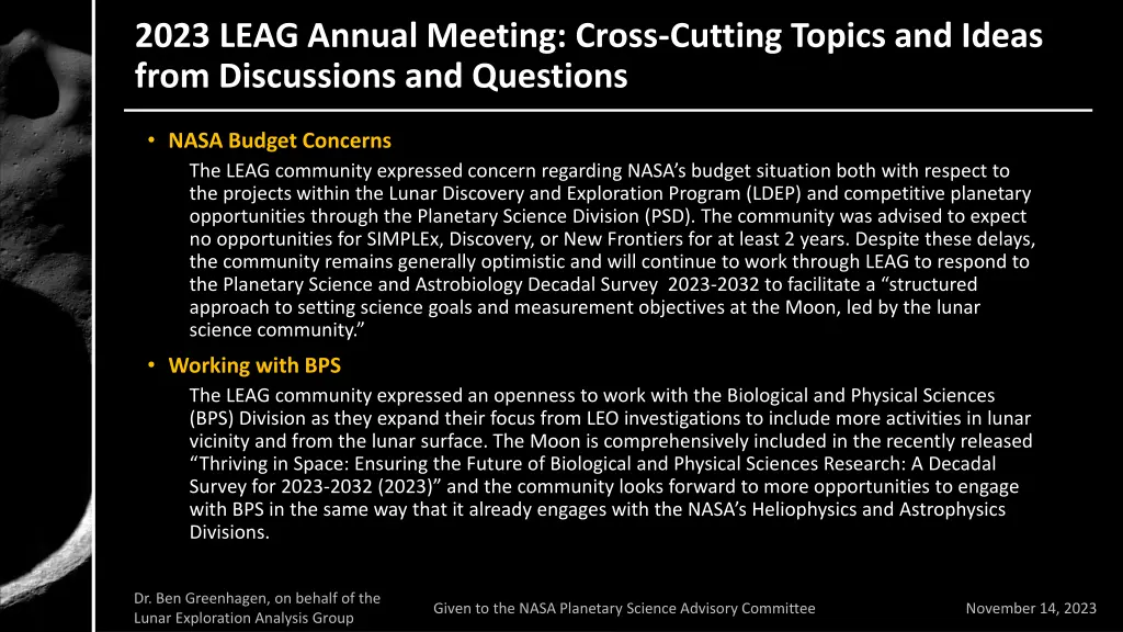 2023 leag annual meeting cross cutting topics 1