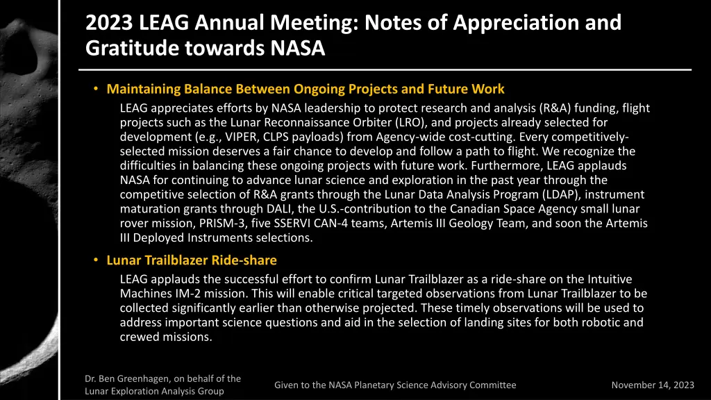 2023 leag annual meeting notes of appreciation 1