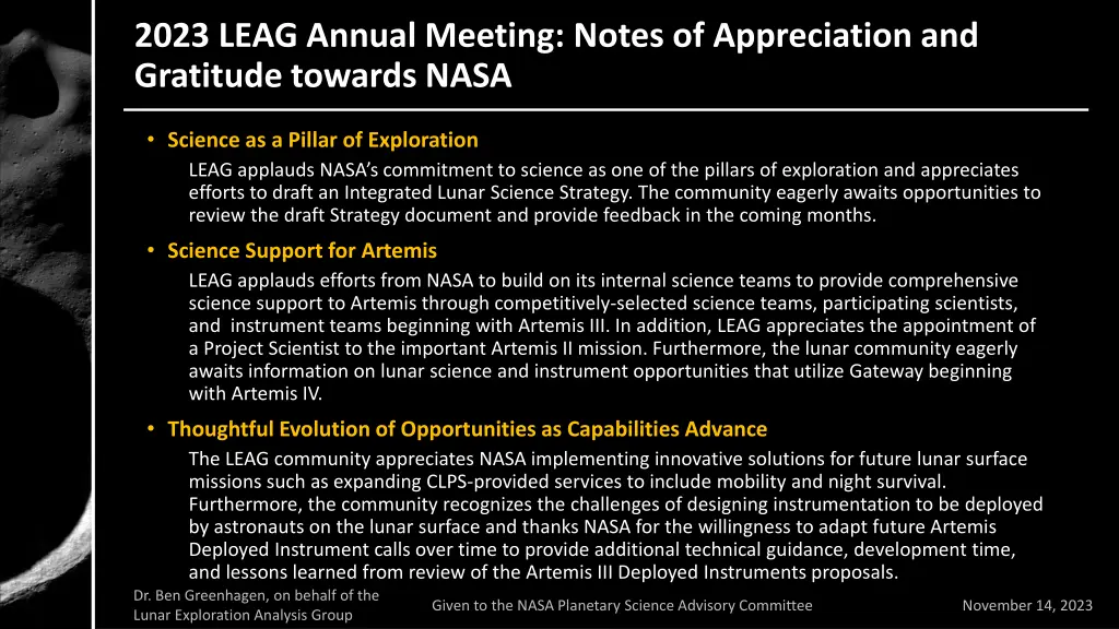 2023 leag annual meeting notes of appreciation 2