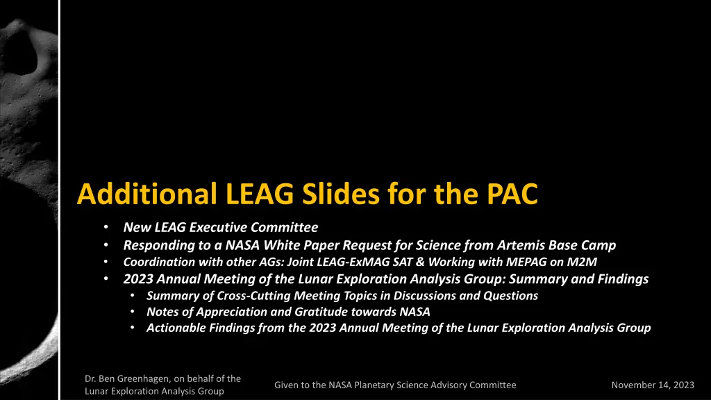 additional leag slides for the pac new leag