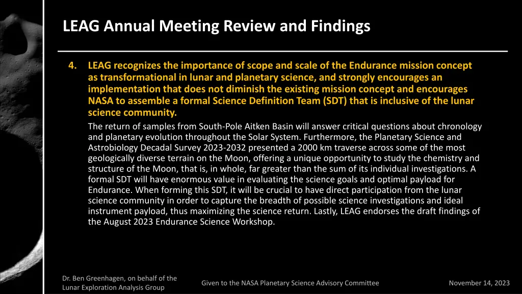 leag annual meeting review and findings 10