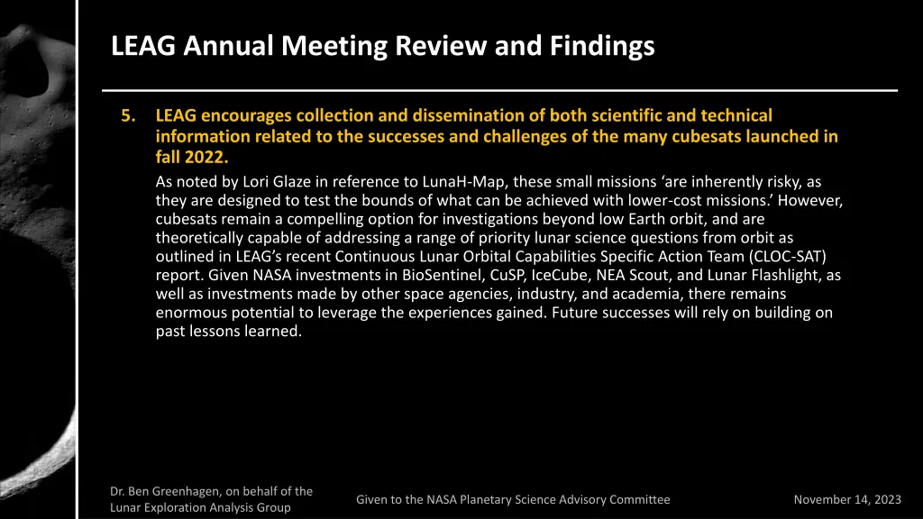 leag annual meeting review and findings 11