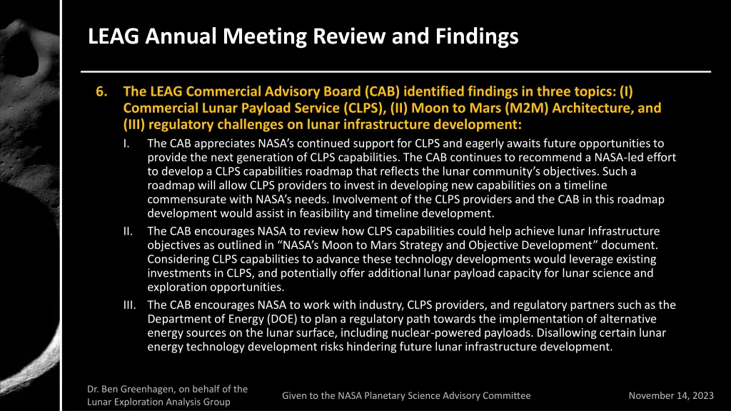 leag annual meeting review and findings 12