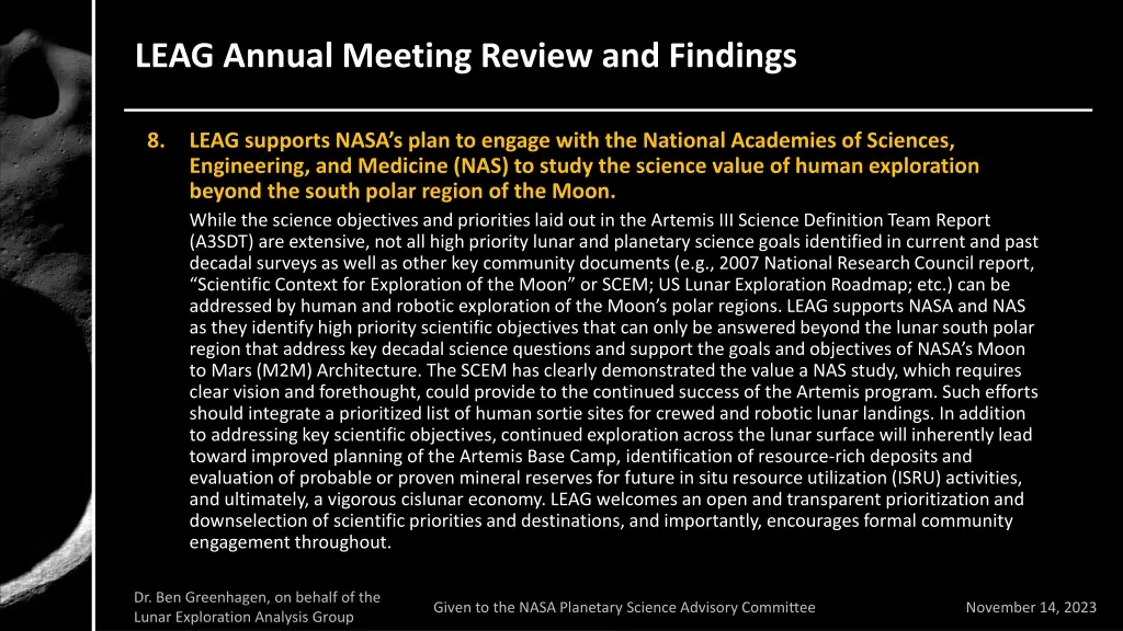 leag annual meeting review and findings 14