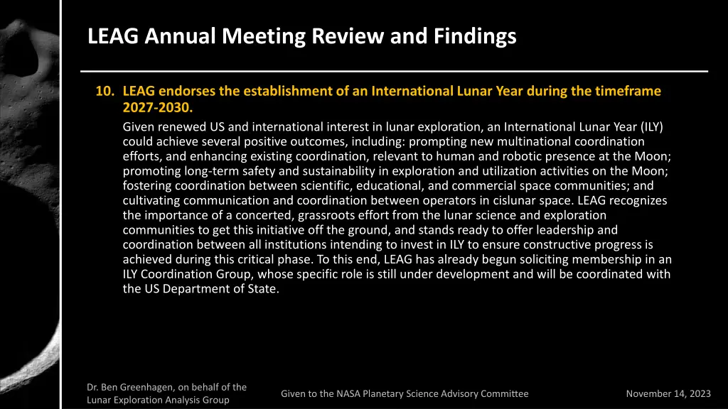 leag annual meeting review and findings 16
