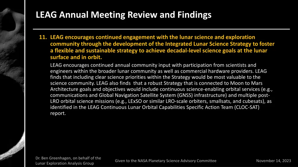 leag annual meeting review and findings 17