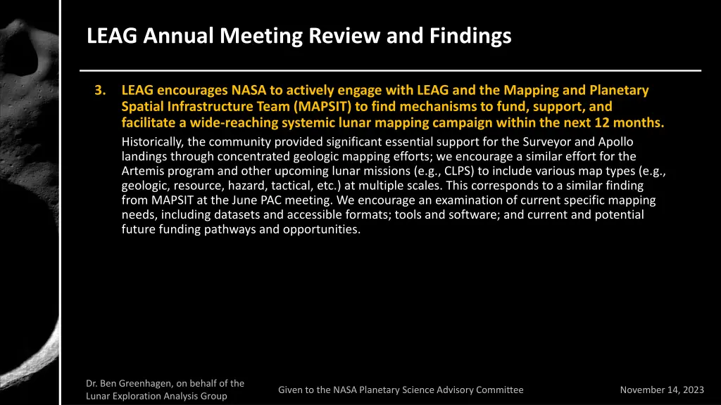 leag annual meeting review and findings 9