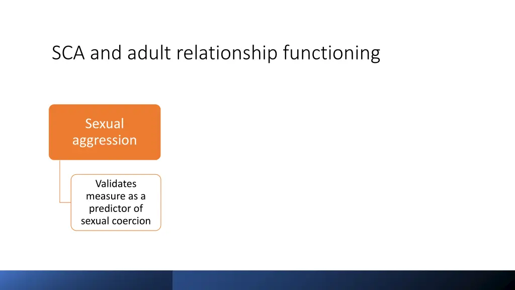 sca and adult relationship functioning