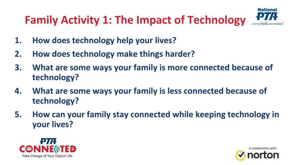 family activity 1 the impact of technology