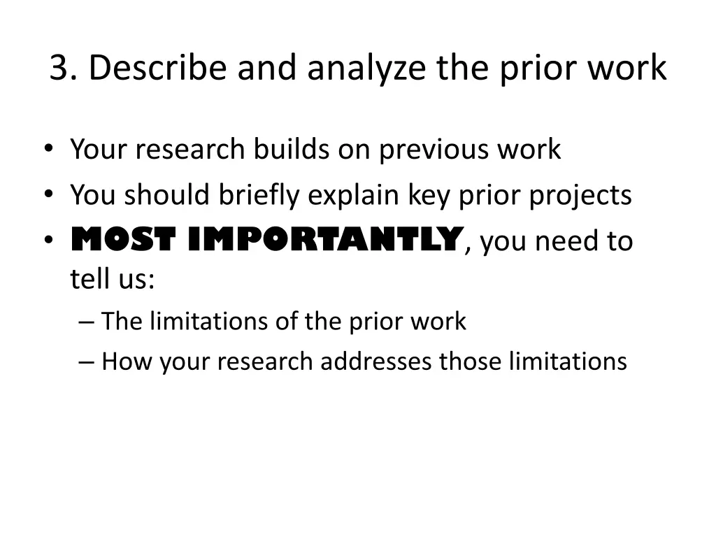 3 describe and analyze the prior work