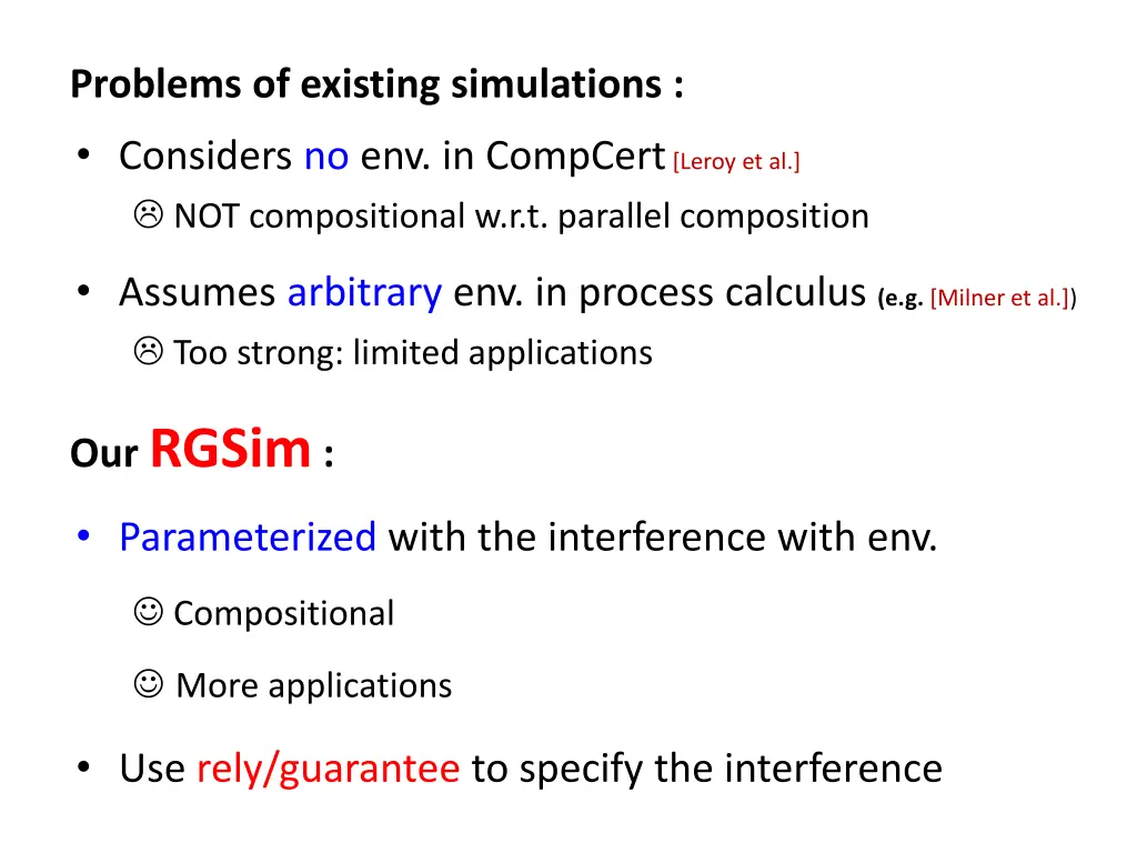 problems of existing simulations considers