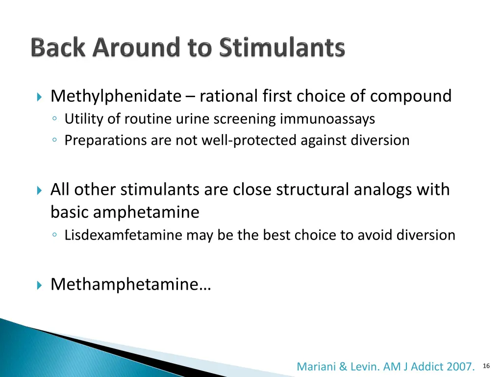 methylphenidate rational first choice of compound