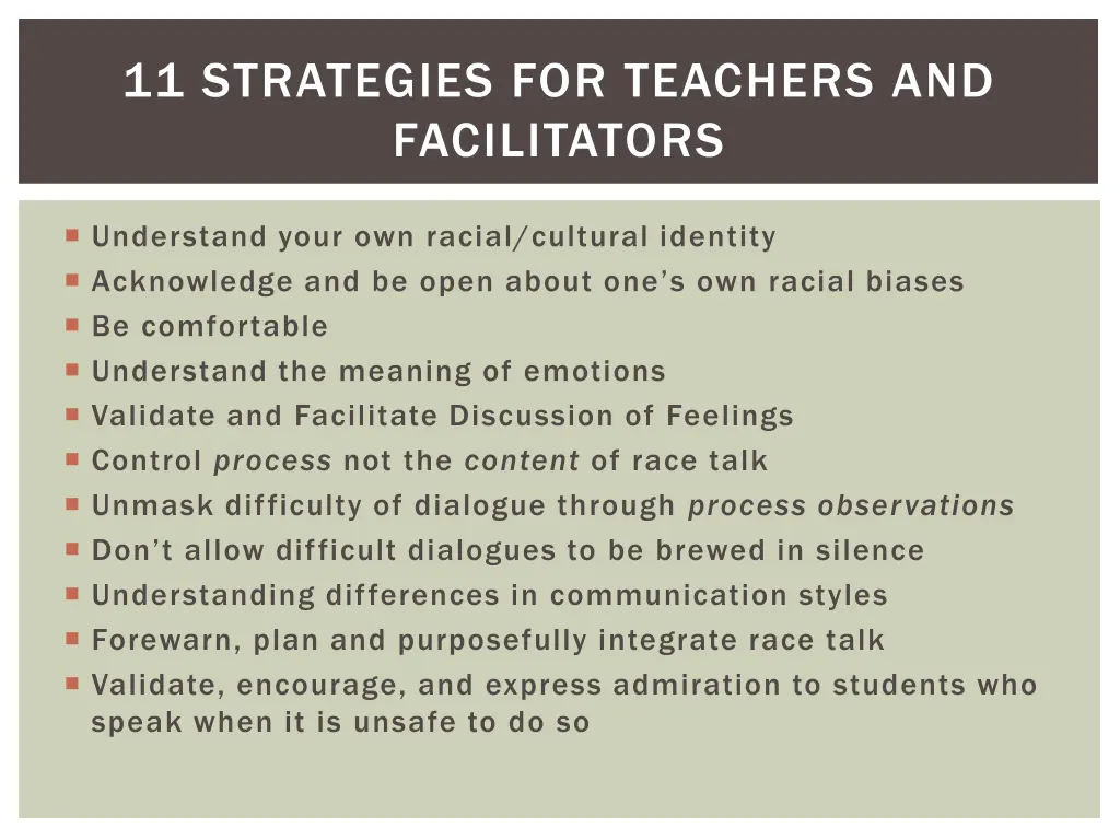 11 strategies for teachers and facilitators