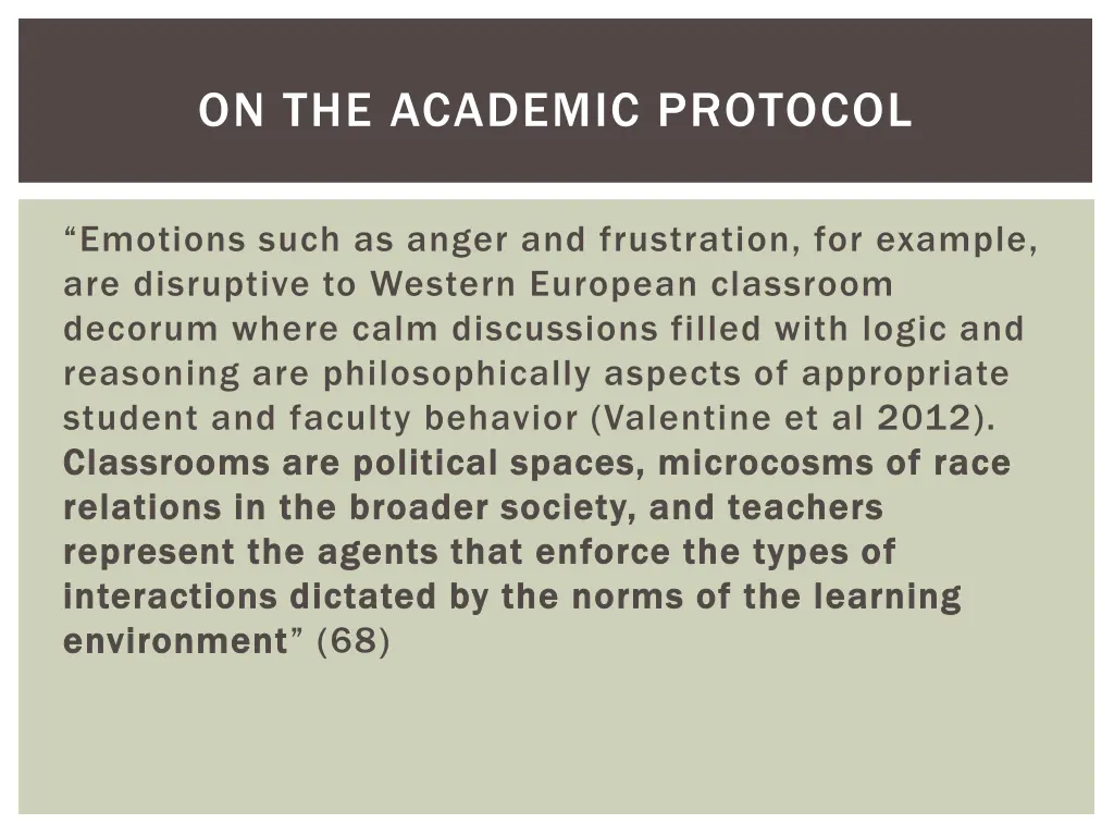 on the academic protocol