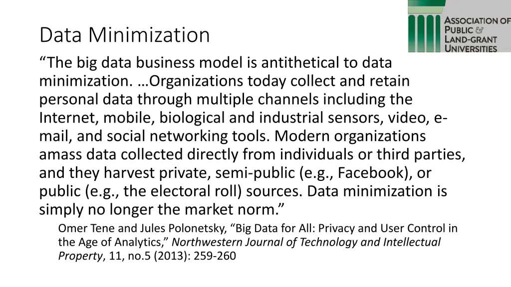 data minimization the big data business model