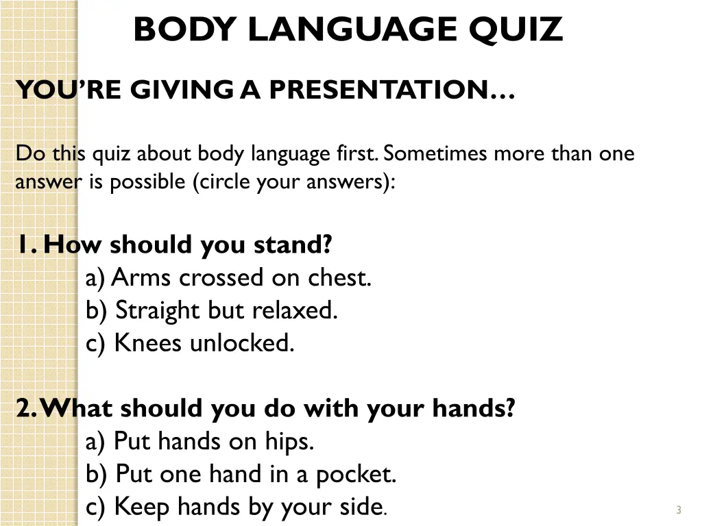 body language quiz