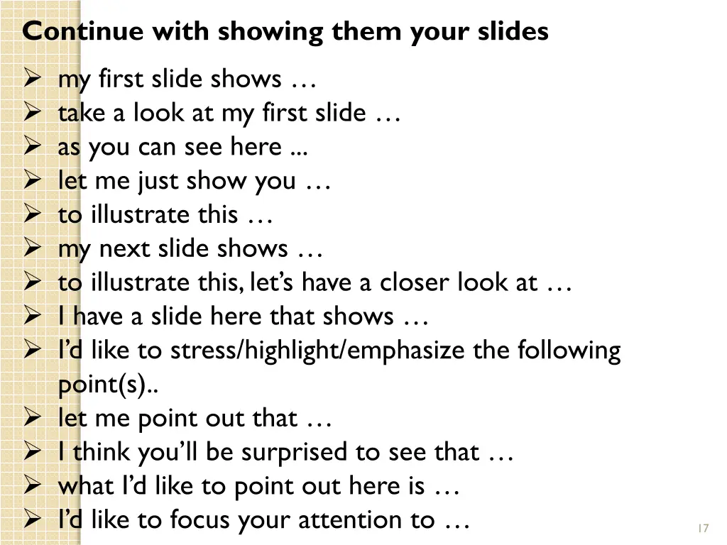 continue with showing them your slides