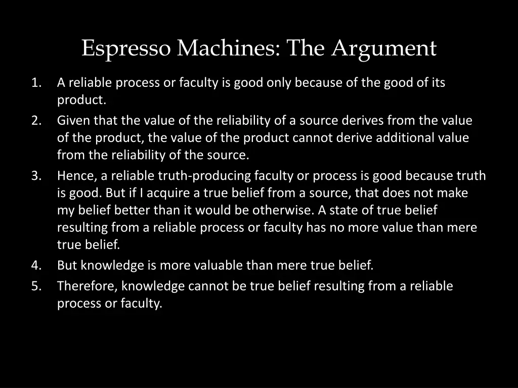 espresso machines the argument