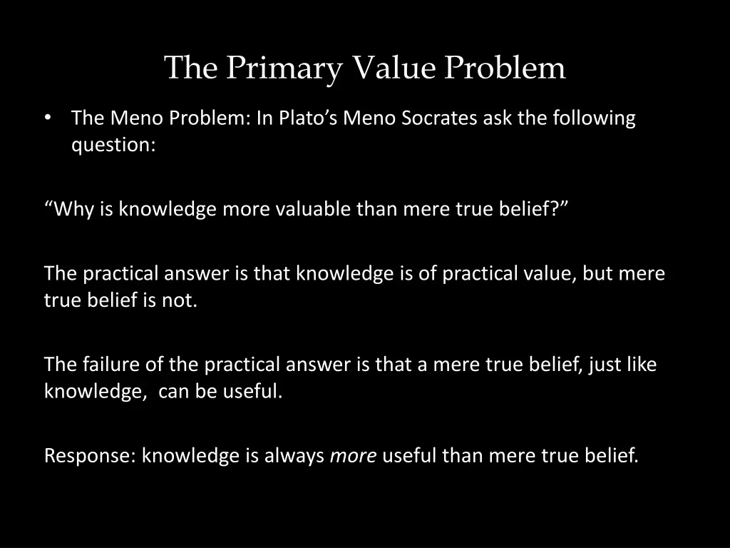 the primary value problem