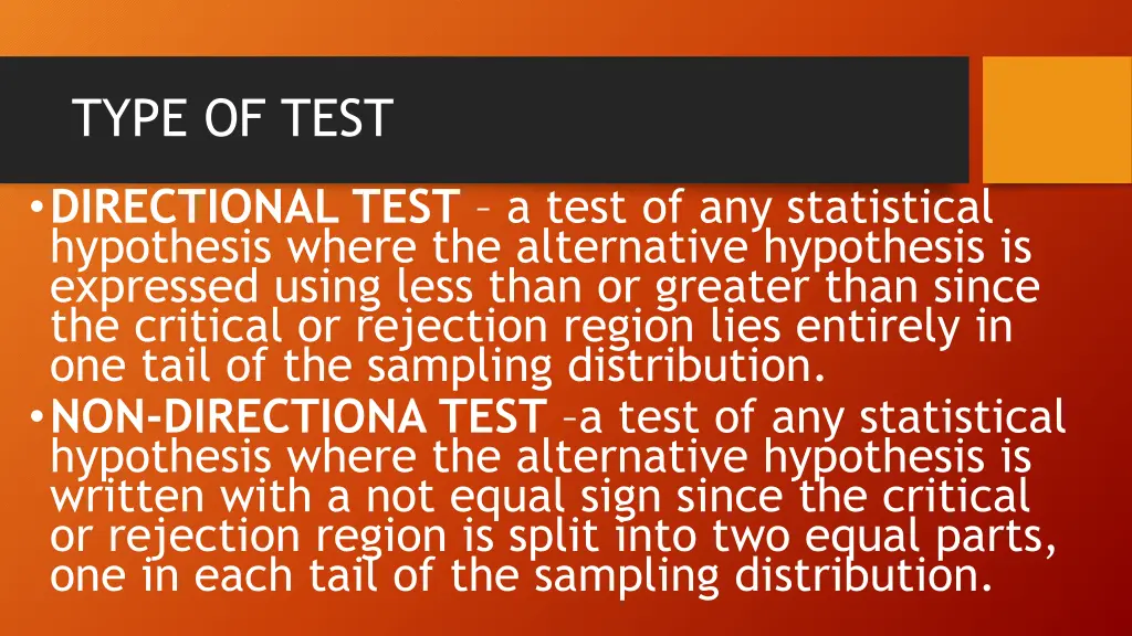 type of test