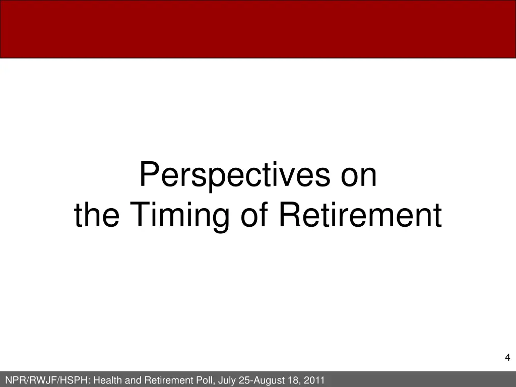 perspectives on the timing of retirement