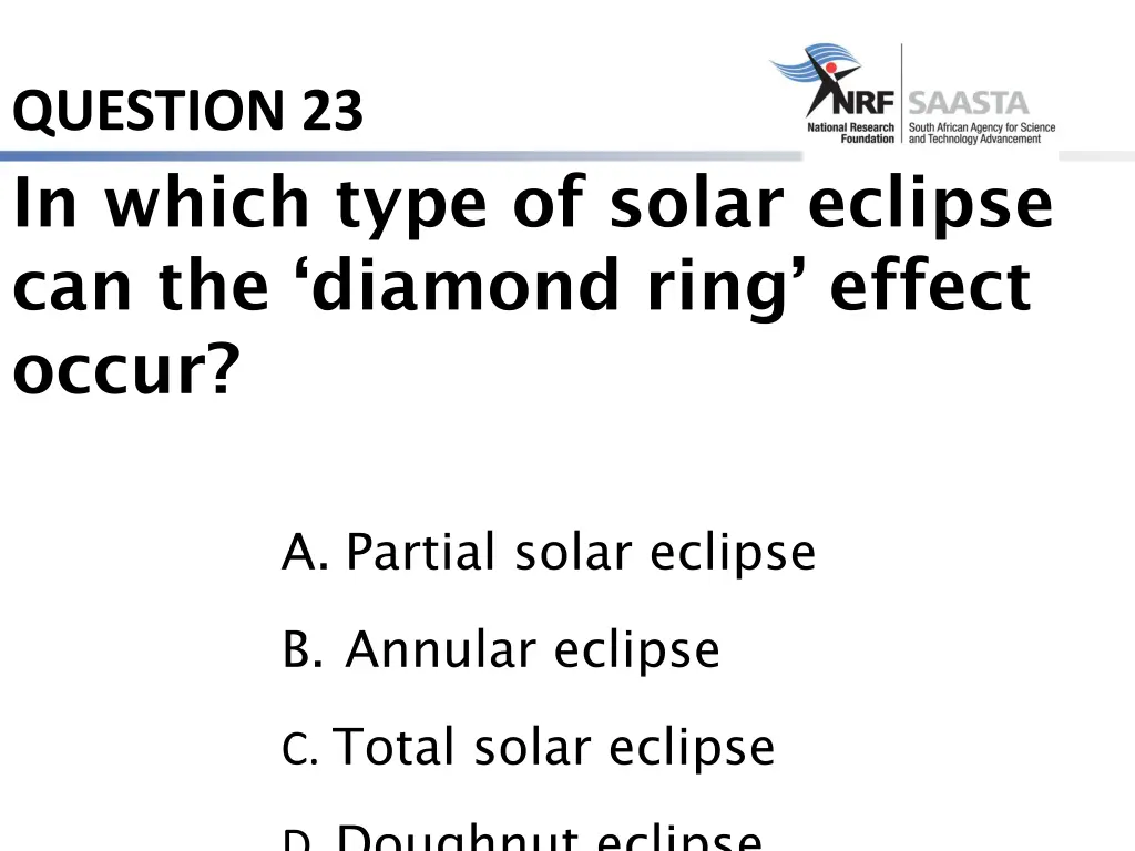 question 23 in which type of solar eclipse